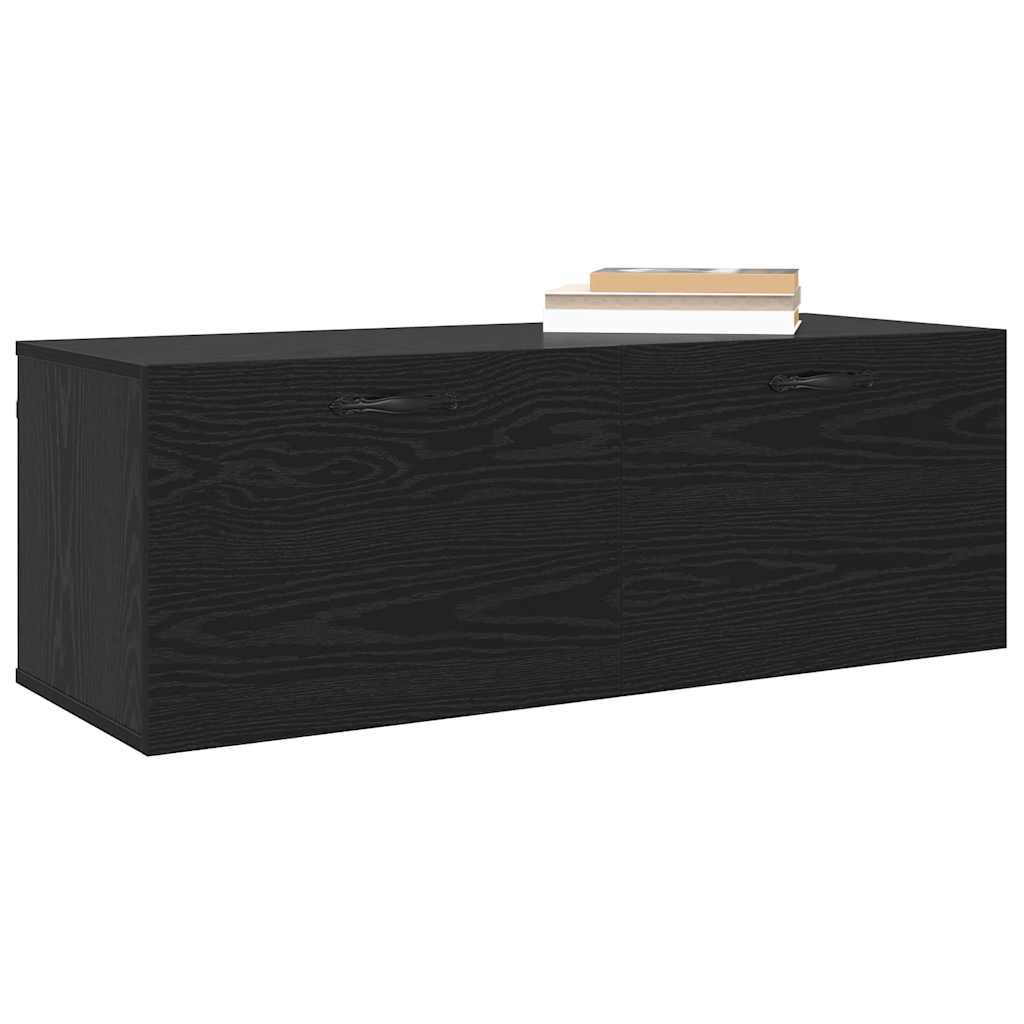 Wall Mounted Cabinet Black Oak Effect 100 x 36.5 x 35 cm