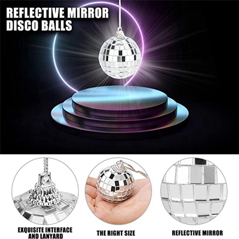 M-Modern-Mirror Disco Ball Set - Silver Disco Party Decoration Easy To Hang Suitable For, Wedding, Home Party Decoration