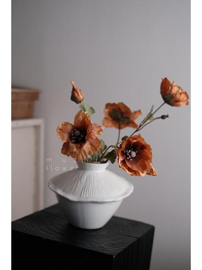 Vallmo Konstblommor - Lyxig Blomsterbukett för Vardagsrumsinredning