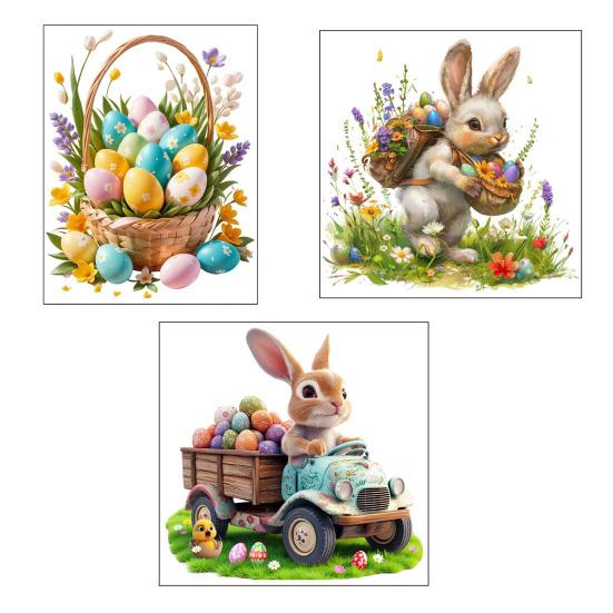 Window Sticker Healing Spring Window Scene Peel Stick Static Privacy Film Easter Bunny Egg Design Windows Doors Mirrors Decal