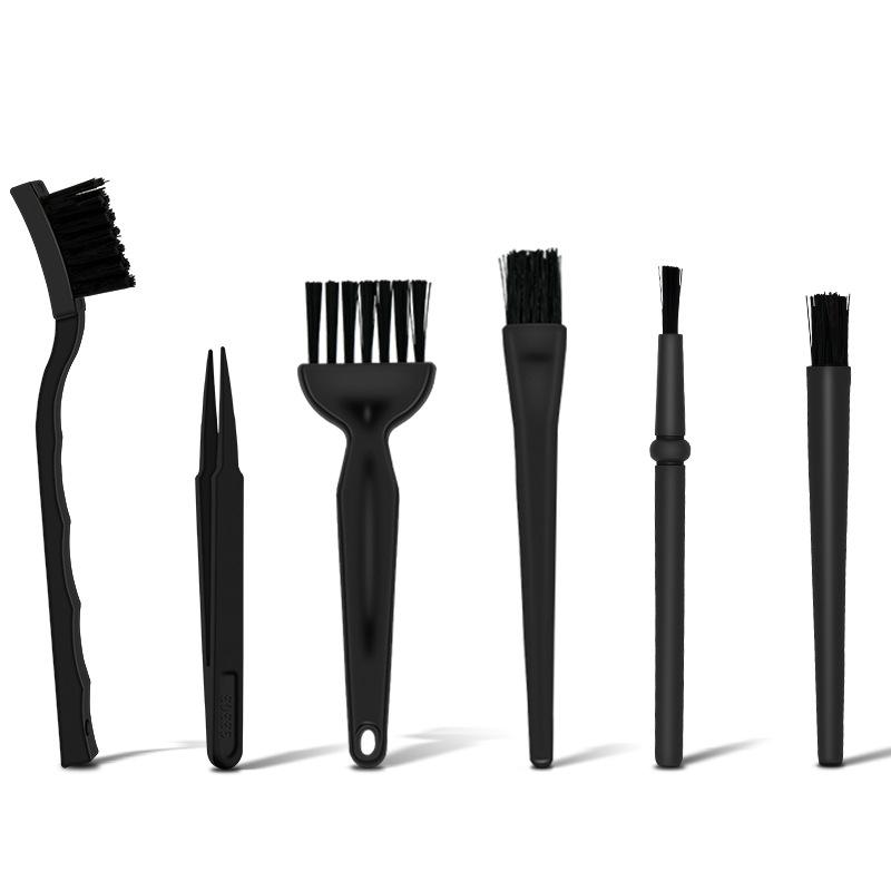 6-Piece Anti-Static Brush Set for PCB, Circuit Board, Motherboard, Keyboard Cleaning with Plastic Tweezers.
