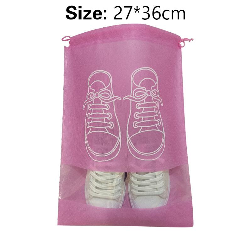5 шт сумок для обуви большая дорожная сумка для обуви из утолщенного нетканого материала пыленепроницаемая дорожная сумка для обуви с завязками для упаковкидома 36cm розовый 519₽