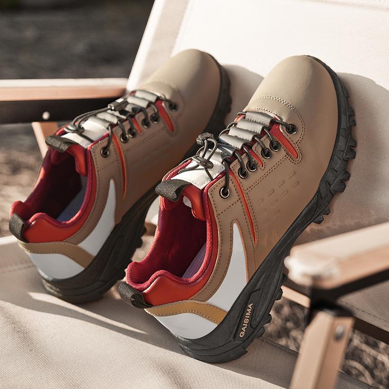New Four Seasons Outdoor Hiking Non-slip and Wear-resistant Hiking Shoes Leather Surface Soft Sole Lightweight Shock Absorption Sneakers Versatile