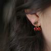 New Red Zircon Cherry Leaf Stud Earrings Women Piercing Jewelry For Fashion Crystal Dangle Party Prom Birthday Wedding Gifts