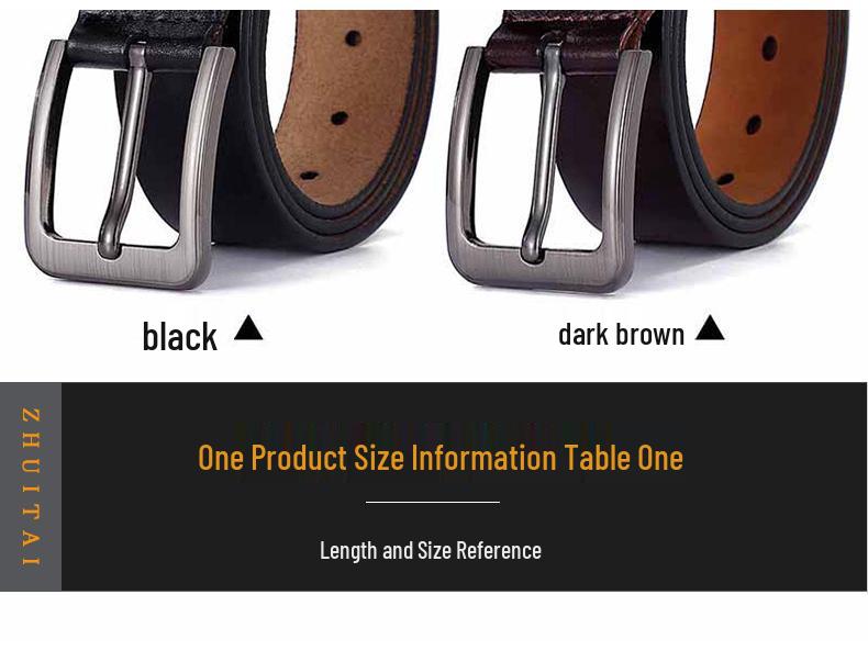 Men's Retro Pin Buckle Leather Belt - Genuine Cowhide, Plus Size