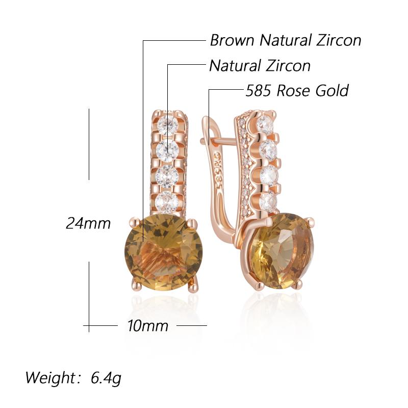 Einzigartige Glänzende Braune Natürliche Zirkon Tropfenohrringe Für Damen Mode Roségold Farbe Hohe Qualität Braut Hochzeits Schmuck
