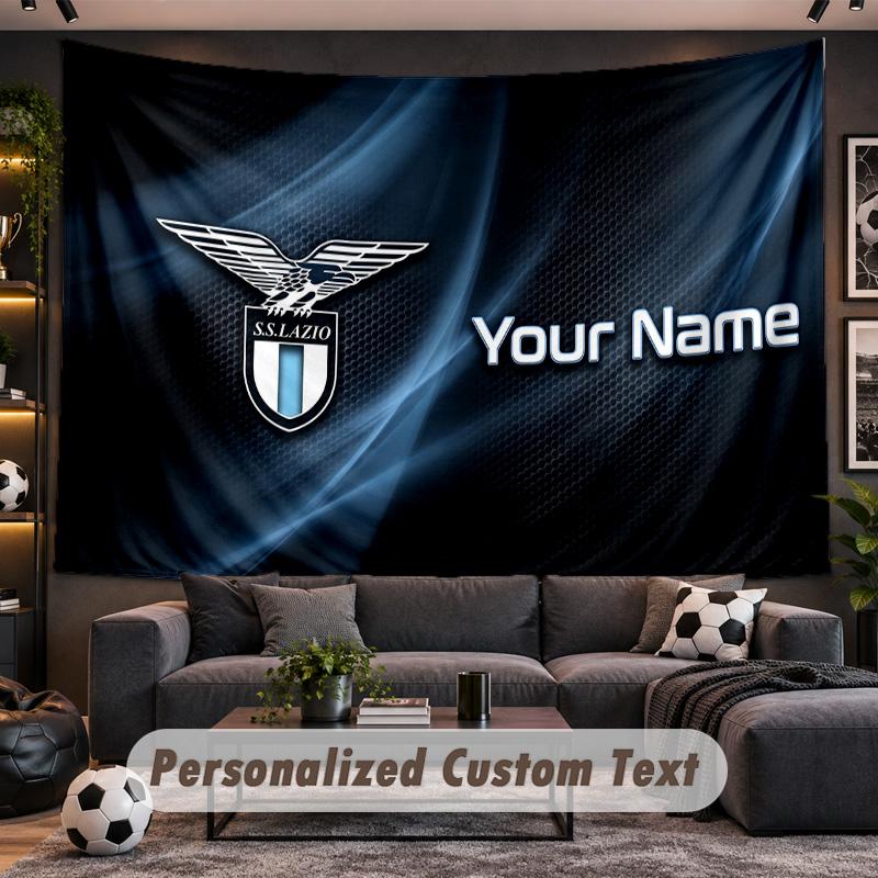 Lazio FC Personalized Tapestry Support Custom Name, Wall Art Home Decoration