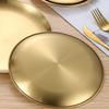 4pcs Large Round Stainless Steel Dinner Plates Fruit Tray- Heavy-Duty Golden Serving Plates Suitable for Weddings, Buffets
