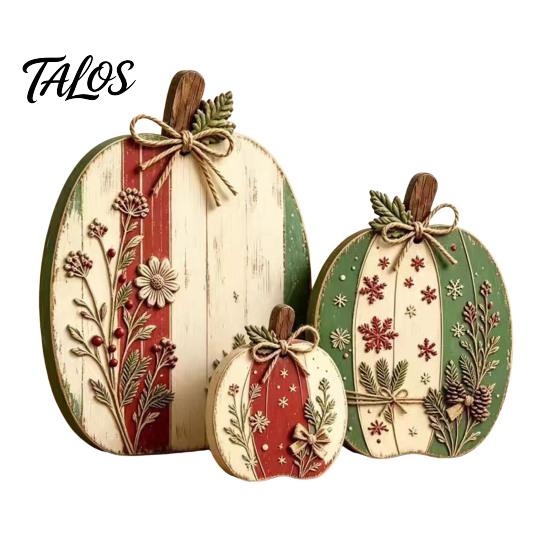 Christmas Farmhouse Mantel Accents 3Pcs/Set Wooden Ornaments, Rustic Gingerbread Man Tree Tiered Tray Style Festive Decor, Centerpieces for