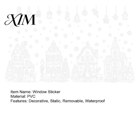 Static Window Decals 4Pcs Christmas Town House Stickers, Removable Snowflake Glass Home Ornaments Decals, Reusable PVC Clings for Holiday Party Decor