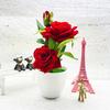 Artificial Elegant Flower Rose Potted Plant Bonsai For Home Celebration Gift And