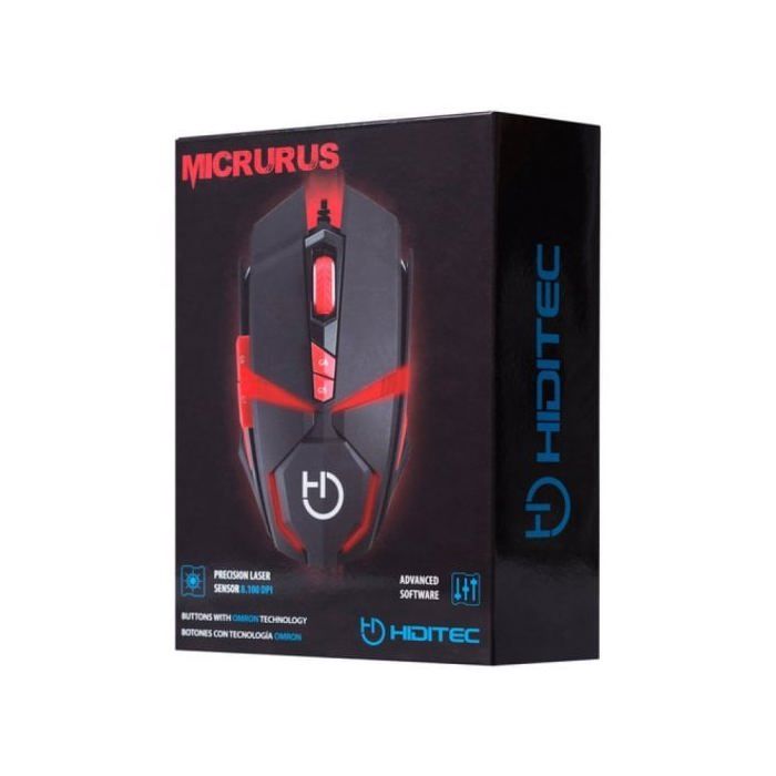 Souris laser filaire USB - HIDITEC - MICRURUS - Capteur Avago A9800 - 8100 ppp - Noir