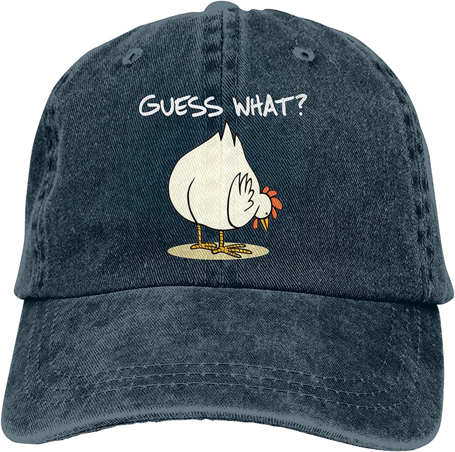 Guess What Funny Design Art Chicken Butt Baseball Cap Adjustable Size Dad Hat Vintage Baseball Hats for Unisex Women Adjustable