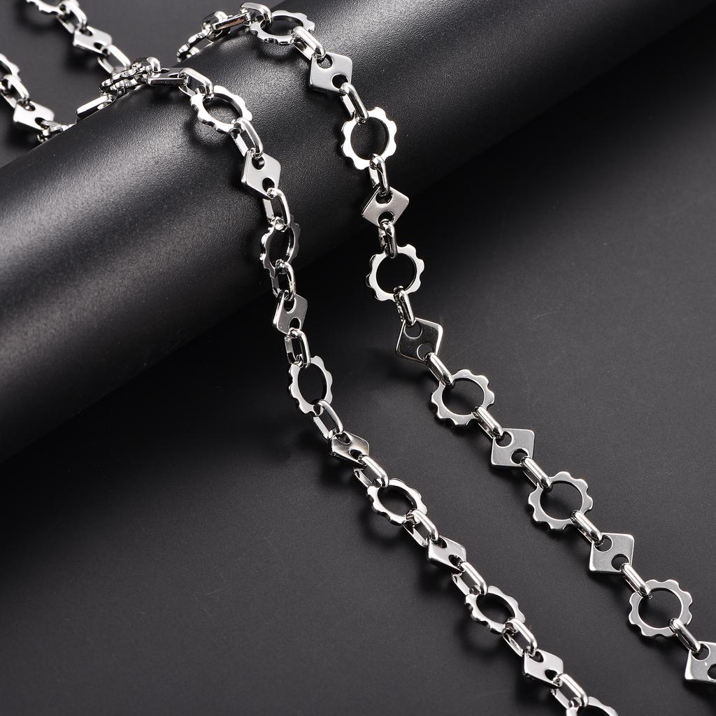 Creative Geometric Stainless Steel Link Neck Chain Necklace for Women Men Copper Color Collar Choker Metal Jewelry Accessories