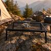 Outdoor Table with Metal Mesh Top Foldable for Backyard
