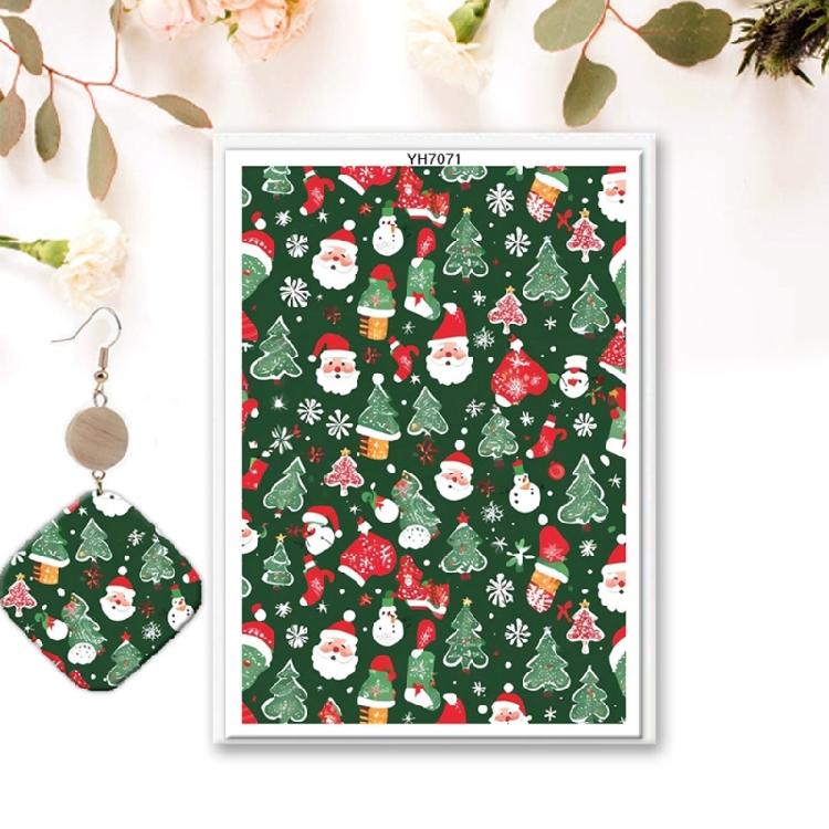 Pack of 4 Christmas Themed Transfer Paper 95x138mm Clay Earrings Water Soluble Transfer Paper for Jewelry Making