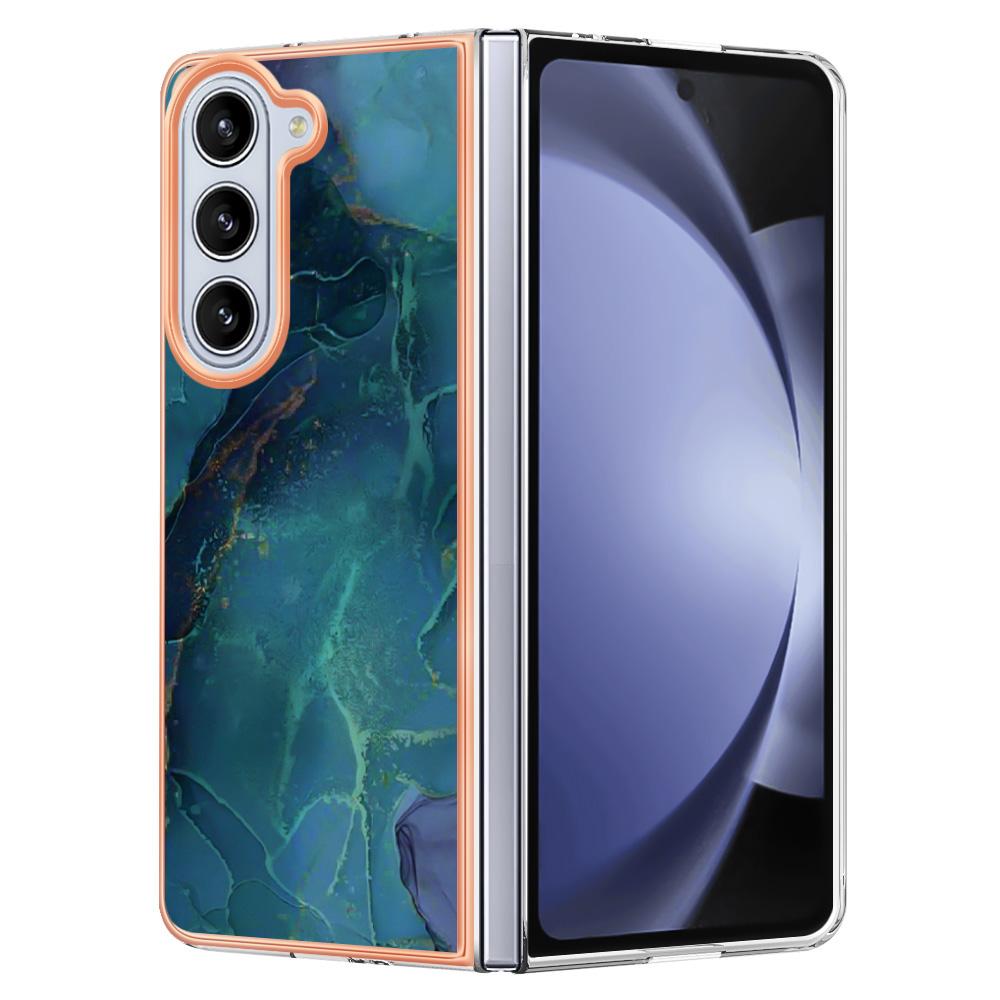 YB IMD Series-16 Style-E For Samsung Galaxy Z Fold5 5G TPU Case 2.0mm TPU Marble Pattern Cover