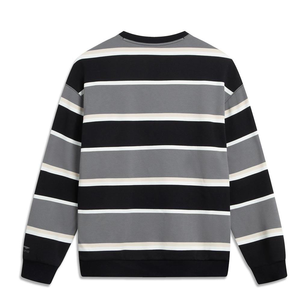 Seria Lifestyle Sportowy Li Ning Prosty Swobodny Krój z Obniżonymi Ramionami Wszechstronny Okrągły Dekolt w Paski Blok Kolorystyczny Polar Ciepła Bluza Unisex AWDVD31-6