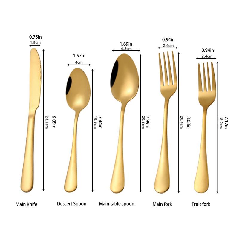 5 Pieces Tableware Sets Stainless Steel Cutlery Spoon Fork Knife Set Gold Cutlery Rainbow Dinnerware Set