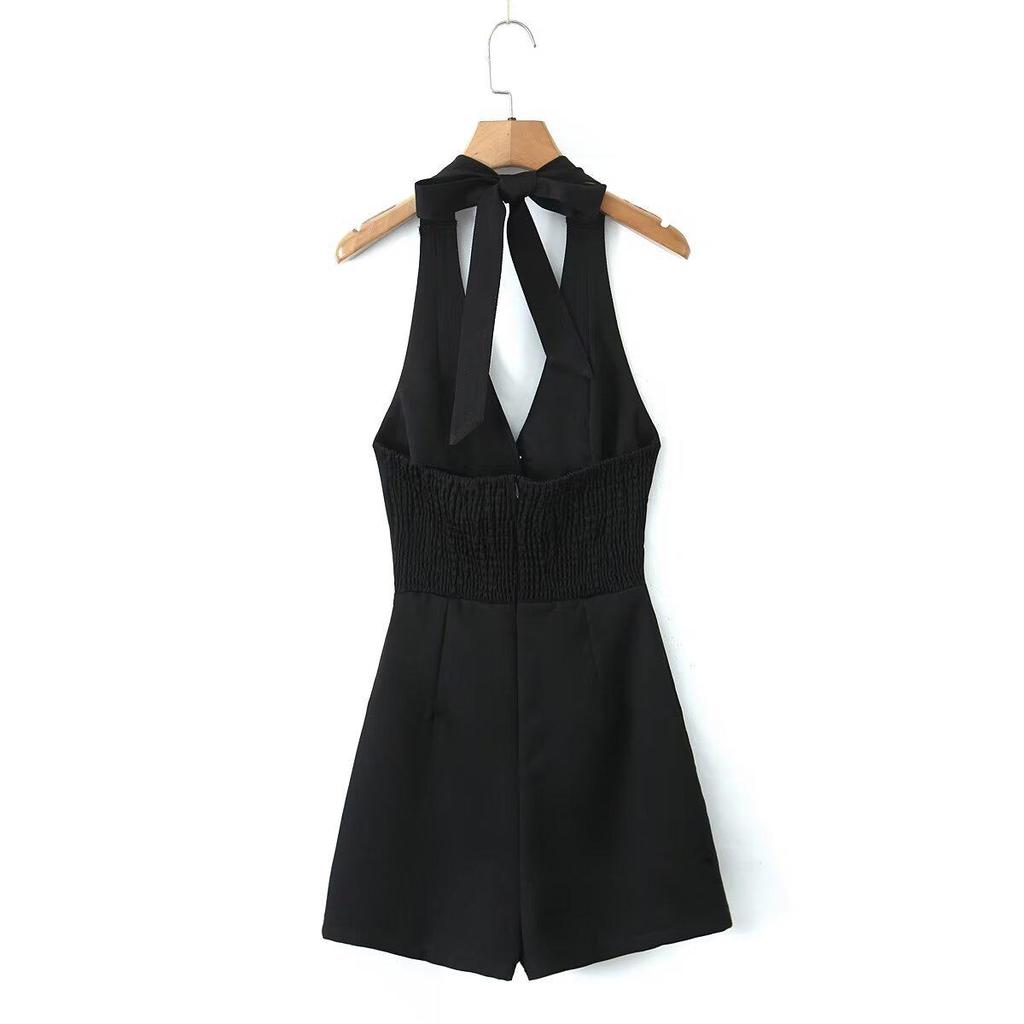 Spring 2025 Women's French Retro V-Neck Halter Dress