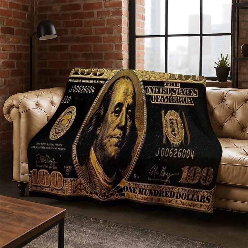 Cartoon Dollar Euro Money Rich Flannel Blanket Soft Warm Throw Blanket for Bedroom Living Room Bed Travel Camping Picnic Gift