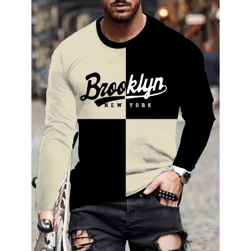 Fashion Graphic Men's T Shirts Autumn Man Clothes Crew Neck Long Sleeve T-Shirts Tops Men's T-Shirt Outdoor Pullover