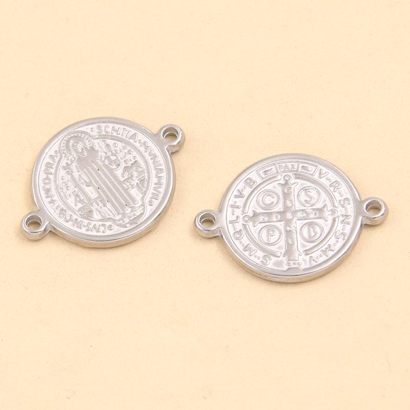 Stainless Steel Vacuum-Plated Round Pendant Connectors - 4 Styles 1 piece