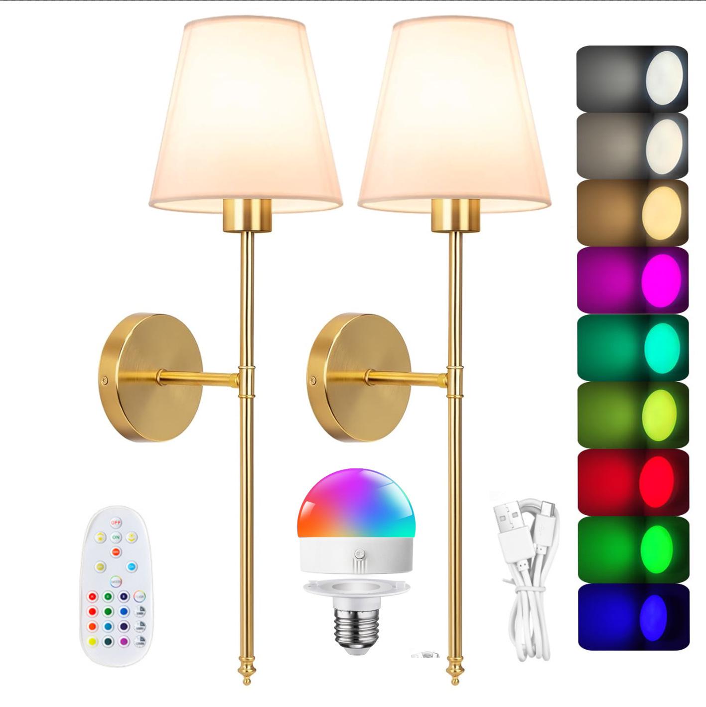 

Modern Nordic Seven-Color Wall Lamp with Remote Control for Bedroom, Corridor, and Living Room Without Bulb