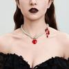 Imitation Pearl Blood Drop Necklace Imitation Crystal Beads Necklace Halloween Choker  Party