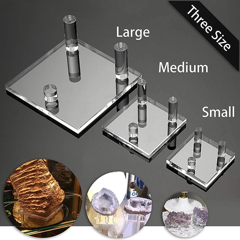 1Pc Rock Display Stand Acrylic Mineral Display Stand Holder Suport Shelf Base for Minerals Rock Specimens Geode Stones Jewelry