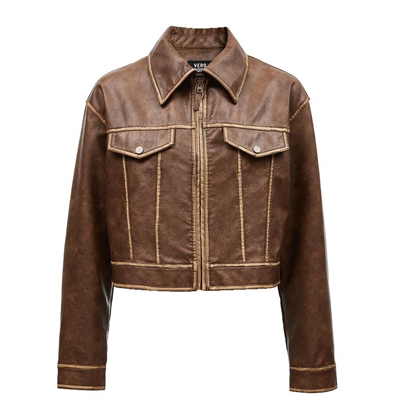 

Женская куртка из искусственной кожи VEROMODA с лацканами и контрастной строчкой L