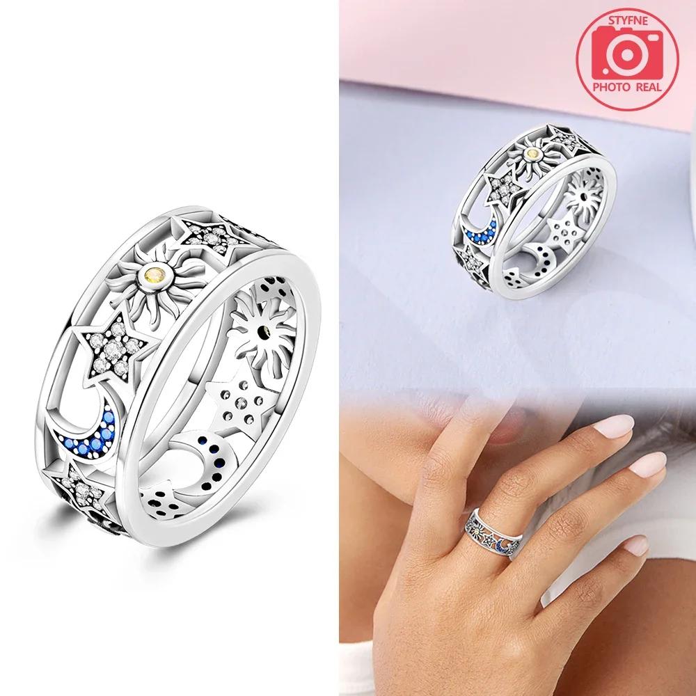 Copper Metal Colors Starry Hollowed-out Ring Sparkling Zircon Copper Metal Colors Jewel Ring Holiday Party High Quality Fine High Quality Fine