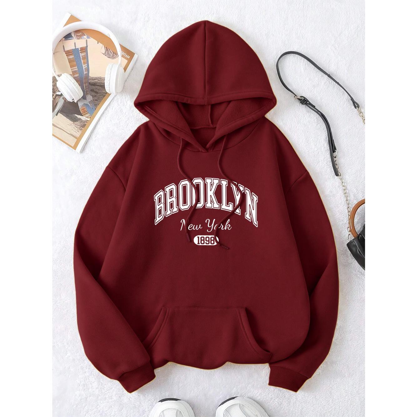 

Бруклин Нью-Йорк 1898 Город Письмо Мужчины Женщины Толстовка Мода Crewneck Толстовки Одежда Повседневная Парная Толстовка 3XL