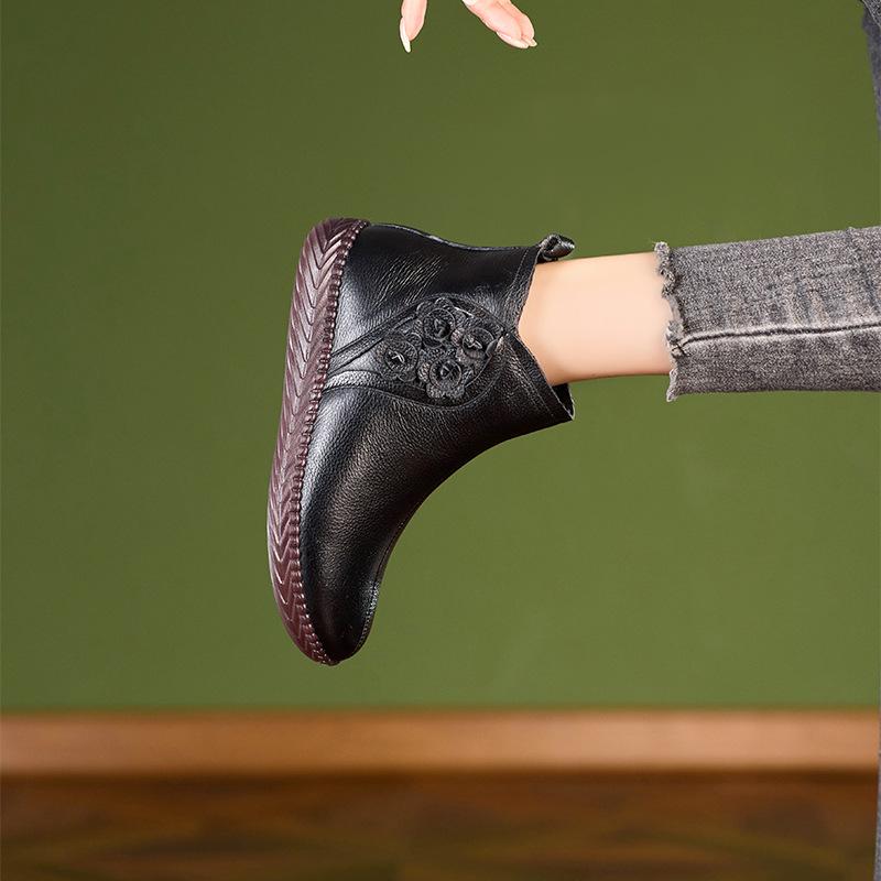 

Первый слой коровьей кожи осенне-зимний бархат женские цветочные на мягкой подошве короткие ботинки женские повседневные снежные хлопковые туфли женские 35