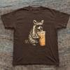 T-shirt Graphique Rigolo Raton Laveur Buvant du Café Glacé S-5XL Unisexe