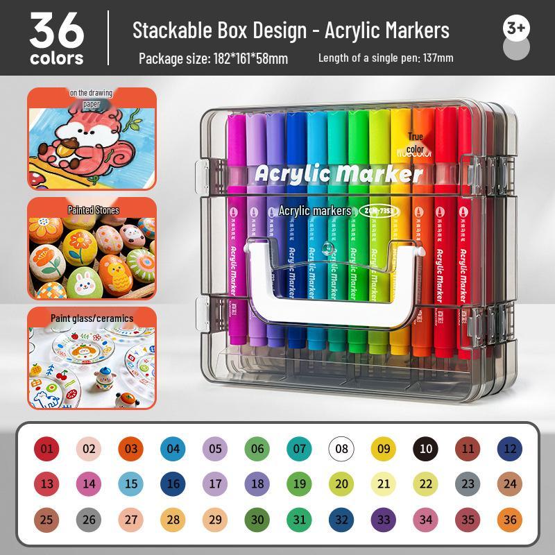 Acrylic Markers for Kids: Opaque Watercolor Pens, Stackable, Soft-Tip for Art Projects