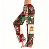 Women's Christmas Plush Pants with Snowflake and Christmas Tree Print, Cozy Sleep Pants for Home
