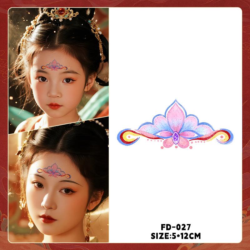 Ancient Style Dunhuang Glitter Face and Forehead Tattoo Stickers for Hanfu Costumes