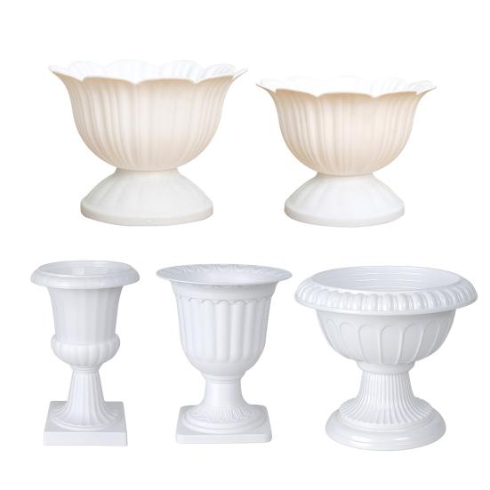 Runder Mini-Blumentopf aus Kunststoff Vintage Schreibtisch-Pflanzenbehälter für Kräuter Entwässerung Bereit Innen Außen Pflanzgefäß für Zuhause Büro Garten