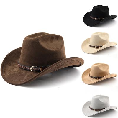 Nuova Moda Cappello Fedora Cowboy in Pelle Scamosciata Cappellino Retrò Unisex per Esterni A Tesa Larga Cappello a Cilindro Stile Western Bello Gran Bretagna Panama Cappello Jazz