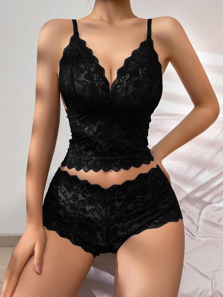 Conjunto Sexy de Renda Sem Fio para Mulheres