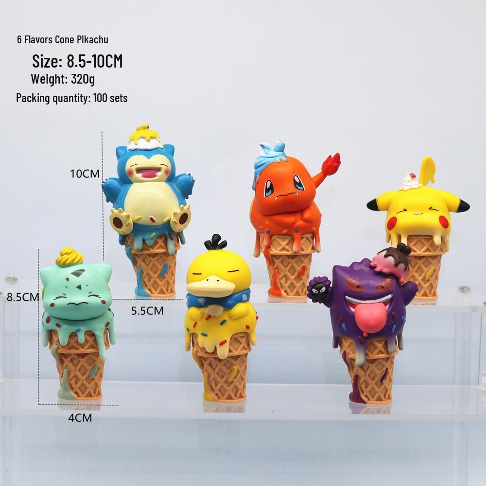 6 Flavor Ice Cream Cones: COS Series Hand-Painted Figuries Featuring Pikachu, Bulbasaur & Psyduck