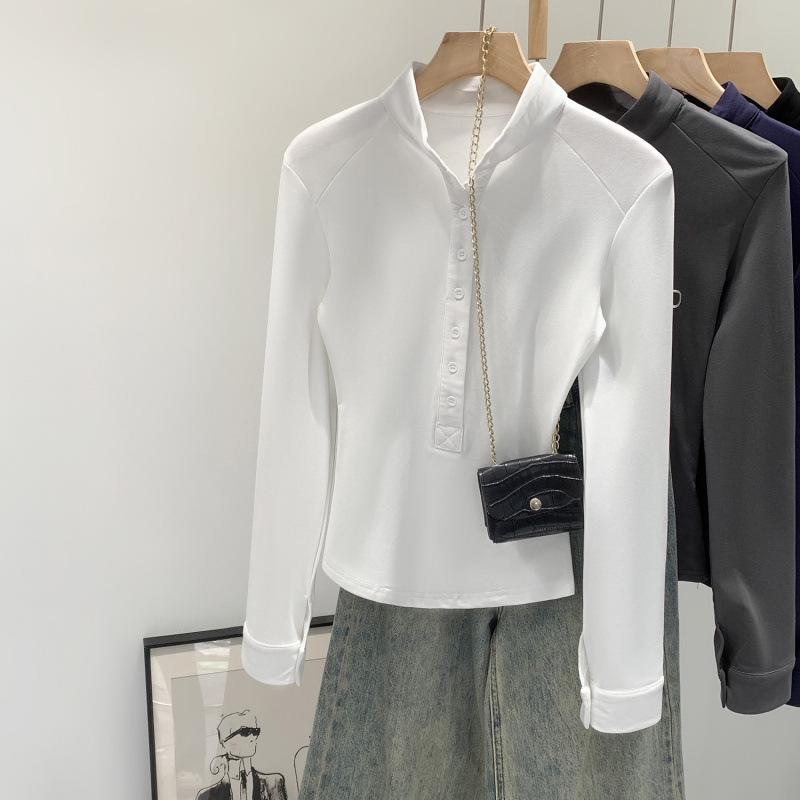 

American Women s Long Sleeve Henley Shirt: Slim Fit, Flattering Autumn-Winter 2025 Base Layer or Outerwear Top Extra Large белый