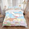 3pcs Cinnamoroll & Friends Flower Picking Pattern Print Cover Set Ultra Soft, Breathable, and Comfortable Bedding with Stylish Design for Bedroom