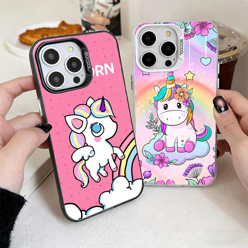 Pink Unicorn Rainbow Soft Phone Case for iPhone 15 16 17 Pro Max 17Air 16E 14 Plus 13 12 Mini Shockproof Cover Back Shell