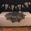 40 Inch Round Polyester Lace Table Topper Black Spider Web Halloween Tablecloth for Halloween