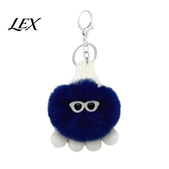Soft Octopus Keychain Plush Keychain, Fuzzy Stuffed Sea Animal Bag Charm, Hanging Cartoon Accessory Knit Hat with Keyring for Backpacks and