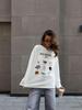 2025 Early Autumn Trendy Loose-Fit Long-Sleeve T-Shirt for Women - European & American Style, Pure Cotton, Fun Print