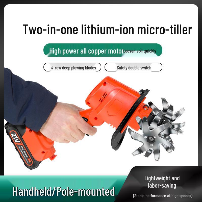 Portable Lithium Battery Handheld Tiller for Garden and Field Soil Loosening and Grass Digging