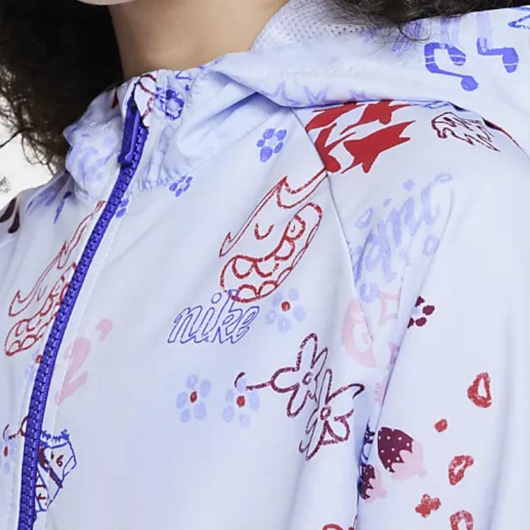 Nike Sportswear Icon Clash Windrunner Abstract Pattern Printed Zip-Up Hooded Jacket Kids jackets Blue DQ8879-085